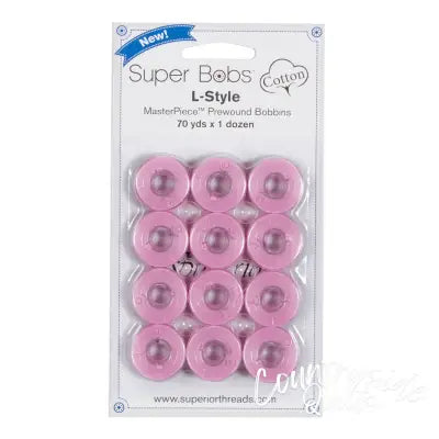 Super Bobs MasterPiece Cotton 70yd Prewound Bobbins 12ct L-Style Peony