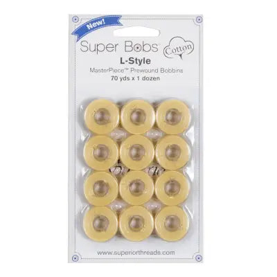 Super Bobs MasterPiece Cotton 70yd Prewound Bobbins 12ct L-Style Lemonade