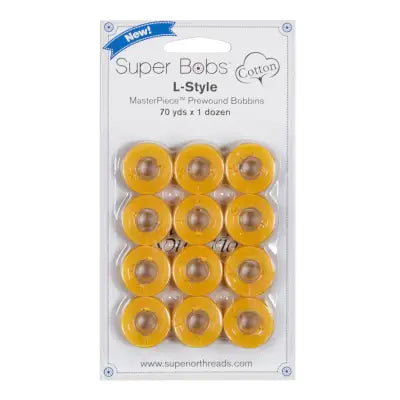 Super Bobs MasterPiece Cotton 70yd Prewound Bobbins 12ct L-Style Soleil