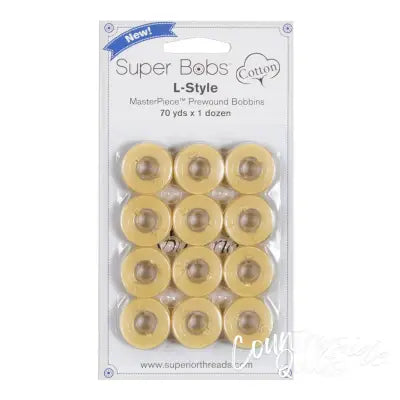 Super Bobs MasterPiece Cotton 70yd Prewound Bobbins 12ct L-Style Lemonade