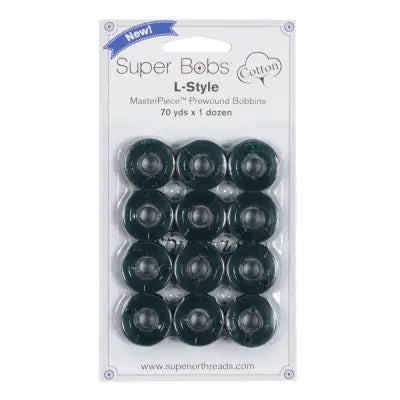 Super Bobs MasterPiece Cotton 70yd Prewound Bobbins 12ct L-Style Rafael