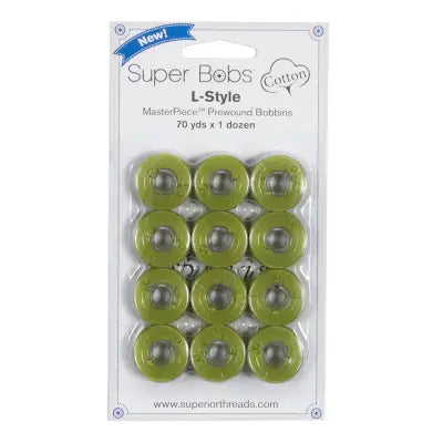 Super Bobs MasterPiece Cotton 70yd Prewound Bobbins 12ct L-Style Donatello