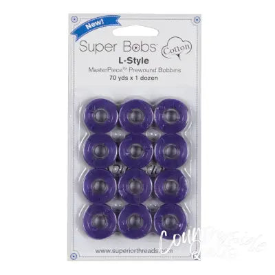 Super Bobs MasterPiece Cotton 70yd Prewound Bobbins 12ct L-Style Princely