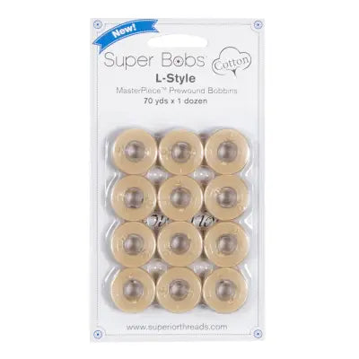 Super Bobs MasterPiece Cotton 70yd Prewound Bobbins 12ct L-Style Ancient Scroll