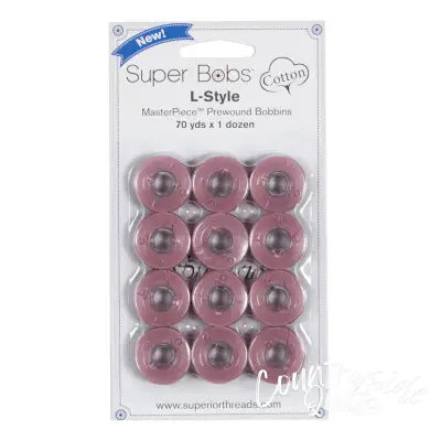 Super Bobs MasterPiece Cotton 70yd Prewound Bobbins 12ct L-Style Sugar Plum