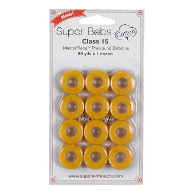 Super Bobs MasterPiece Cotton 80yd Prewound Bobbins 12ct Class 15 Soleil