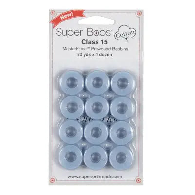 Super Bobs MasterPiece Cotton 80yd Prewound Bobbins 12ct Class 15 Baby Jeffy