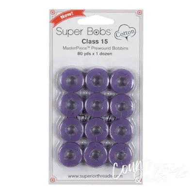 Super Bobs MasterPiece Cotton 80yd Prewound Bobbins 12ct Class 15 Lavender