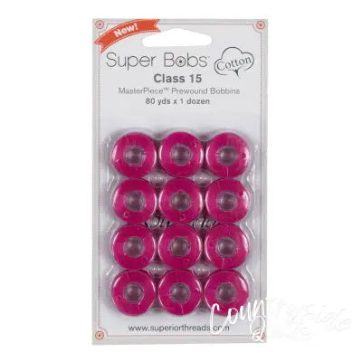 Super Bobs MasterPiece Cotton 80yd Prewound Bobbins 12ct Class 15 Picaso Pink