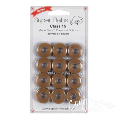 Super Bobs MasterPiece Cotton 80yd Prewound Bobbins 12ct Class 15 Paint Brush