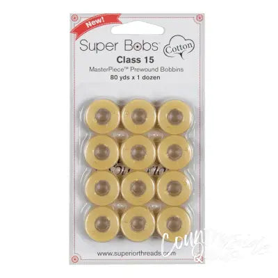Super Bobs MasterPiece Cotton 80yd Prewound Bobbins 12ct Class 15 Lemonade