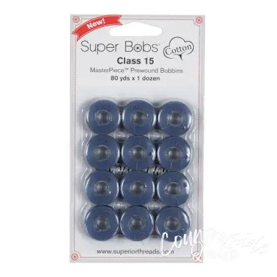 Super Bobs MasterPiece Cotton 80yd Prewound Bobbins 12ct Class 15 Waterloo
