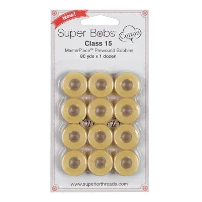 Super Bobs MasterPiece Cotton 80yd Prewound Bobbins 12ct Class 15 Lemonade