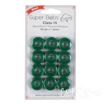 Super Bobs MasterPiece Cotton 80yd Prewound Bobbins 12ct Class 15 Kelli Green