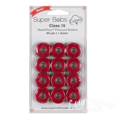 Super Bobs MasterPiece Cotton 80yd Prewound Bobbins 12ct Class 15 Smart Alex