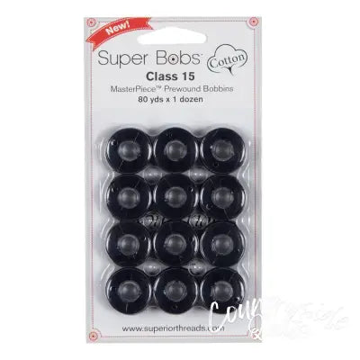Super Bobs MasterPiece Cotton 80yd Prewound Bobbins 12ct Class 15 Indigo