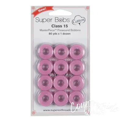 Super Bobs MasterPiece Cotton 80yd Prewound Bobbins 12ct Class 15 Peony