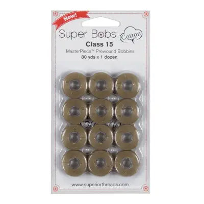 Super Bobs MasterPiece Cotton 80yd Prewound Bobbins 12ct Class 15 Fresco