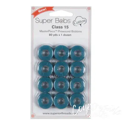 Super Bobs MasterPiece Cotton 80yd Prewound Bobbins 12ct Class 15 Gone Fishing