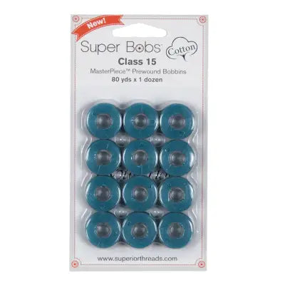 Super Bobs MasterPiece Cotton 80yd Prewound Bobbins 12ct Class 15 Gone Fishing
