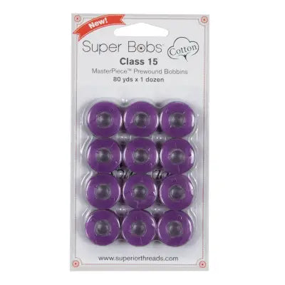 Super Bobs MasterPiece Cotton 80yd Prewound Bobbins 12ct Class 15 Mona Lisa