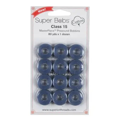 Super Bobs MasterPiece Cotton 80yd Prewound Bobbins 12ct Class 15 Waterloo