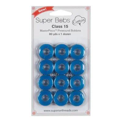 Super Bobs MasterPiece Cotton 80yd Prewound Bobbins 12ct Class 15 Wailea