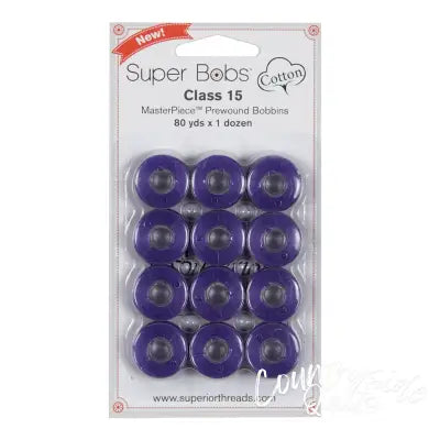 Super Bobs MasterPiece Cotton 80yd Prewound Bobbins 12ct Class 15 Princely