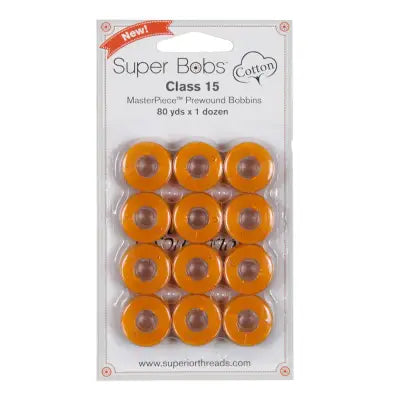 Super Bobs MasterPiece Cotton 80yd Prewound Bobbins 12ct Class 15 Cezzane