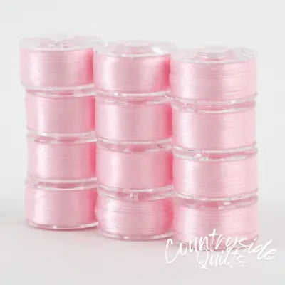 SuperBobs Polyester Bobbin 12pk Class 15 Baby Pink