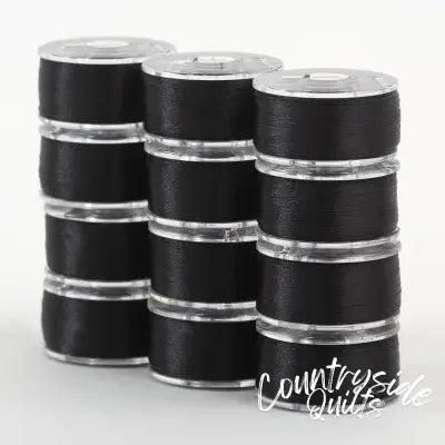SuperBobs Polyester Bobbin 12pk Class 15 Black