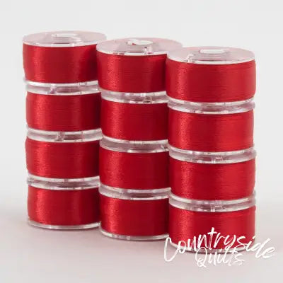 SuperBobs Polyester Bobbin 12pk Class 15 Bright Red