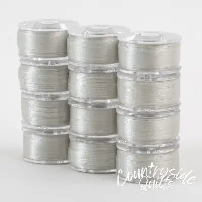 SuperBobs Polyester Bobbin 12pk Class 15 Silver