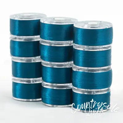 SuperBobs Polyester Bobbin 12pk Class 15 Turqoise