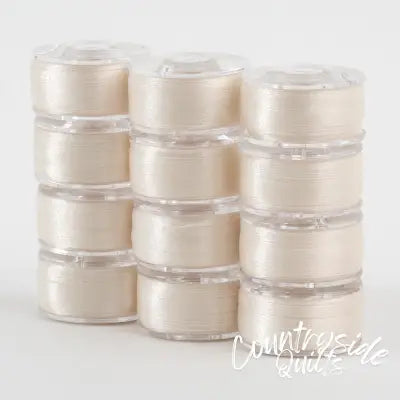 SuperBobs Polyester Bobbin 12pk Class 15 Off White