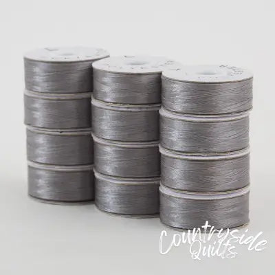 SuperBobs Polyester Bobbin 12pk L-Style Gray