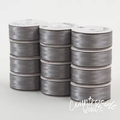 SuperBobs Polyester Bobbin 12pk M-Style Gray