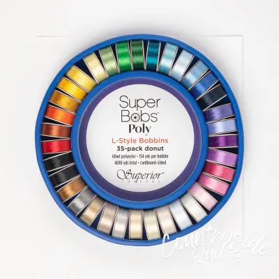 SuperBobs Polyester Bobbin 35 Color L-Style Donut Set