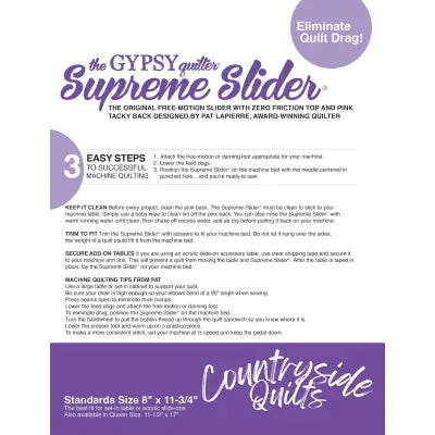 Supreme Slider 8in x 11-3/4in Free Motion Slider with Pink Tacky Back