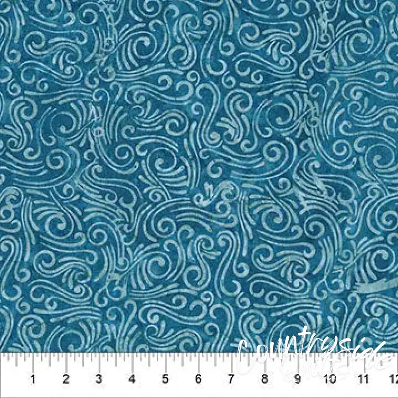 Swirls II Blue Cotton Wideback Fabric per yard