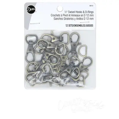 Swivel Hooks & D Rings 1/2in Antique Brass