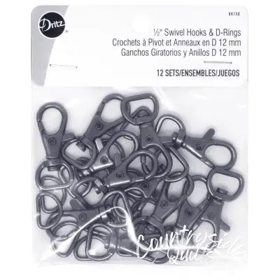 Swivel Hooks & D Rings 1/2in Gunmetal