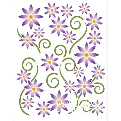 Tattoo Elementz Decal Decal Asters Violet (Printed On Clear)