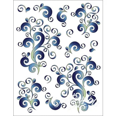 Tattoo Elementz Oodles of Doodles Blue Printed on White