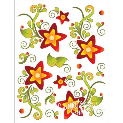 Tattoo Elementz Starry Night Red Printed on White