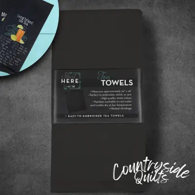 Tea Towels Black 2pk