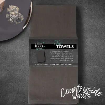 Tea Towels Grey 2pk