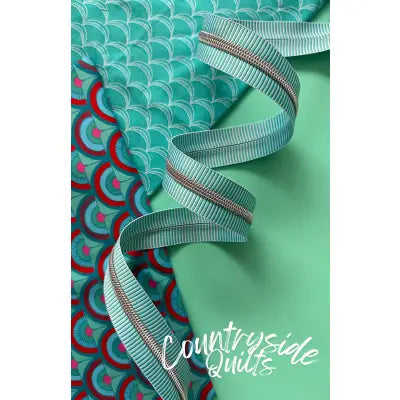 Teal Stripe Zipper Tape with Nickel Teeth