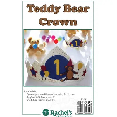 Teddy Bear Birthday Crown Pattern