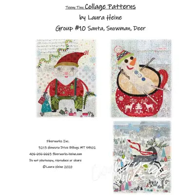 Teeny Tiny Collage Pattern Group #10 Santa Snowman Deer by Laura Heine